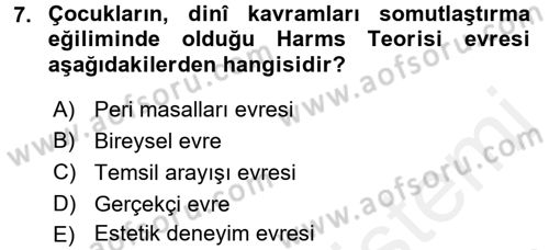 Din Psikolojisi Dersi 2015 - 2016 Yılı Tek Ders Sınav Soruları 7. Soru