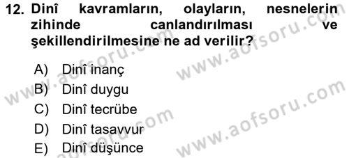 Din Psikolojisi Dersi 2016 - 2017 Yılı 3 Ders Sınav Soruları 12. Soru