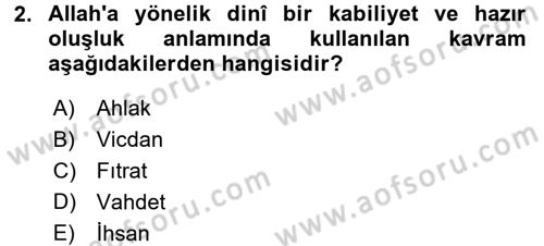 Din Psikolojisi Dersi 2016 - 2017 Yılı 3 Ders Sınav Soruları 2. Soru