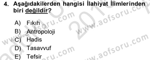 Din Psikolojisi Dersi Ara Sınavı Deneme Sınav Soruları 4. Soru