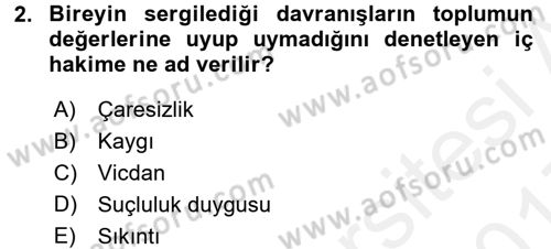 Din Psikolojisi Dersi 2016 - 2017 Yılı (Final) Dönem Sonu Sınav Soruları 2. Soru