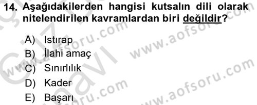 Din Psikolojisi Dersi Ara Sınavı Deneme Sınav Soruları 14. Soru