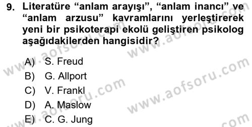 Din Psikolojisi Dersi Ara Sınavı Deneme Sınav Soruları 9. Soru