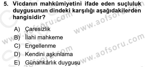 Din Psikolojisi Dersi 2017 - 2018 Yılı (Final) Dönem Sonu Sınav Soruları 5. Soru