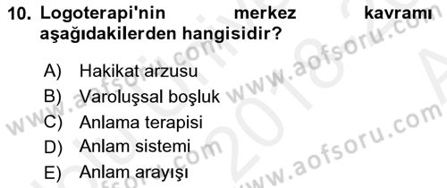 Din Psikolojisi Dersi 2018 - 2019 Yılı (Vize) Ara Sınav Soruları 10. Soru