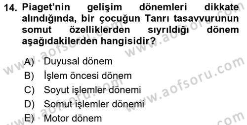 Din Psikolojisi Dersi 2018 - 2019 Yılı (Final) Dönem Sonu Sınav Soruları 14. Soru