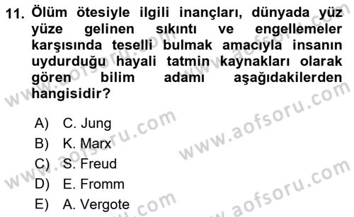 Din Psikolojisi Dersi Ara Sınavı Deneme Sınav Soruları 11. Soru