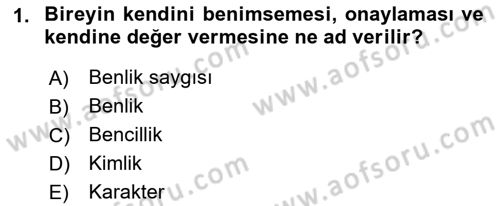 Din Psikolojisi Dersi 2019 - 2020 Yılı (Final) Dönem Sonu Sınav Soruları 1. Soru