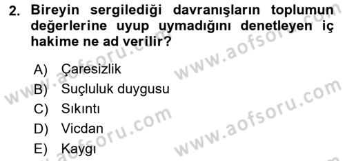 Din Psikolojisi Dersi 2019 - 2020 Yılı (Final) Dönem Sonu Sınav Soruları 2. Soru