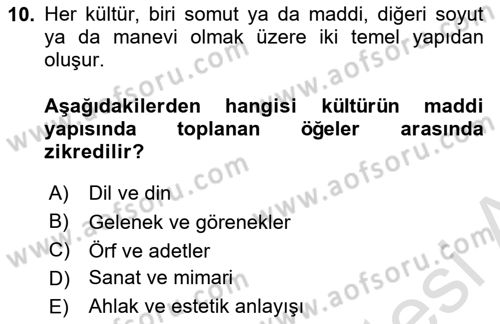 Din Psikolojisi Dersi 2022 - 2023 Yılı (Vize) Ara Sınav Soruları 10. Soru