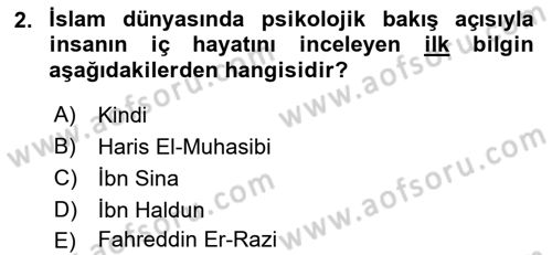 Din Psikolojisi Dersi 2022 - 2023 Yılı (Vize) Ara Sınavı 2. Soru