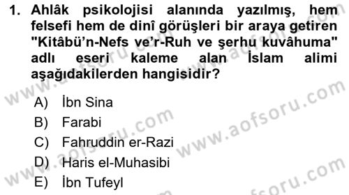 Din Psikolojisi Dersi Ara Sınavı Deneme Sınav Soruları 1. Soru