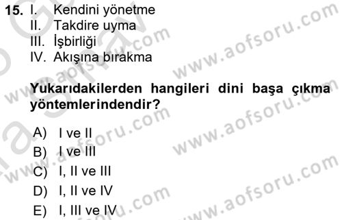 Din Psikolojisi Dersi Ara Sınavı Deneme Sınav Soruları 15. Soru