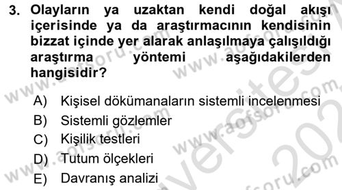 Din Psikolojisi Dersi Ara Sınavı Deneme Sınav Soruları 3. Soru