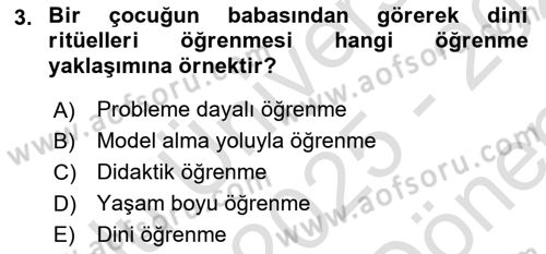 Din Psikolojisi Dersi 2025 - 2026 Yılı (Final) Dönem Sonu Sınav Soruları 3. Soru