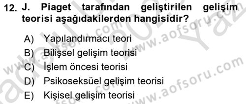 Din Psikolojisi Dersi 2025 - 2026 Yılı Yaz Okulu Sınav Soruları 12. Soru
