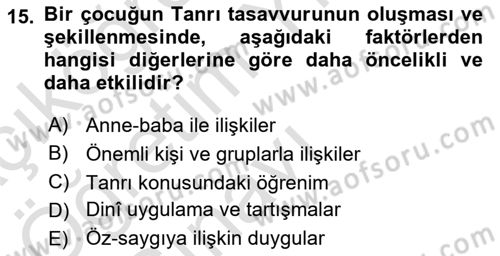 Din Psikolojisi Dersi 2025 - 2026 Yılı Yaz Okulu Sınav Soruları 15. Soru