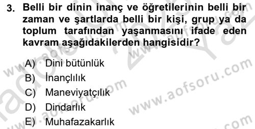 Din Psikolojisi Dersi 2025 - 2026 Yılı Yaz Okulu Sınav Soruları 3. Soru