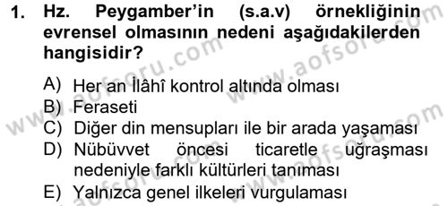 Hadis Dersi 2012 - 2013 Yılı (Vize) Ara Sınav Soruları 1. Soru