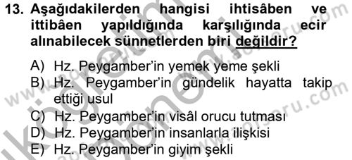 Hadis Dersi 2012 - 2013 Yılı (Vize) Ara Sınav Soruları 13. Soru