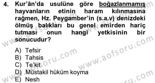 Hadis Dersi 2012 - 2013 Yılı (Vize) Ara Sınav Soruları 4. Soru