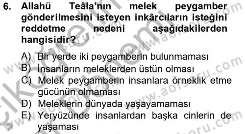 Hadis Dersi 2012 - 2013 Yılı (Vize) Ara Sınav Soruları 6. Soru