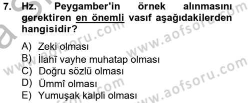 Hadis Dersi 2012 - 2013 Yılı (Vize) Ara Sınav Soruları 7. Soru