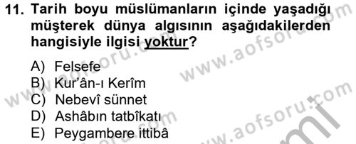 Hadis Dersi 2012 - 2013 Yılı (Final) Dönem Sonu Sınav Soruları 11. Soru
