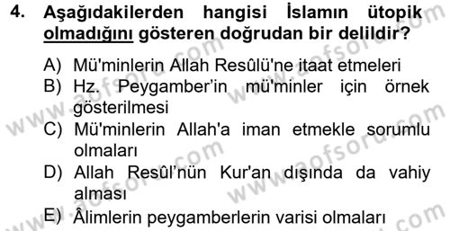 Hadis Dersi 2012 - 2013 Yılı (Final) Dönem Sonu Sınav Soruları 4. Soru