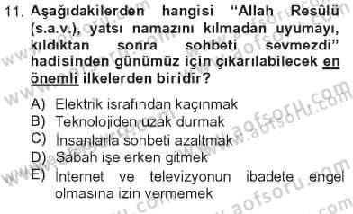 Hadis Dersi 2012 - 2013 Yılı Tek Ders Sınav Soruları 11. Soru