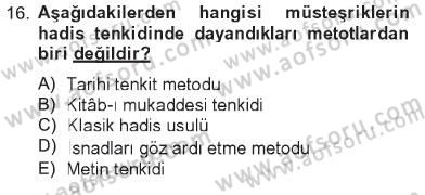 Hadis Dersi 2012 - 2013 Yılı Tek Ders Sınav Soruları 16. Soru