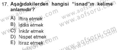 Hadis Dersi 2012 - 2013 Yılı Tek Ders Sınav Soruları 17. Soru