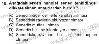 Hadis Dersi 2012 - 2013 Yılı Tek Ders Sınav Soruları 18. Soru