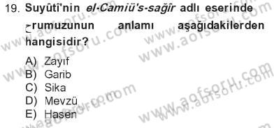 Hadis Dersi 2012 - 2013 Yılı Tek Ders Sınav Soruları 19. Soru