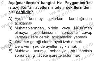 Hadis Dersi 2012 - 2013 Yılı Tek Ders Sınav Soruları 2. Soru