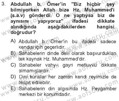 Hadis Dersi 2012 - 2013 Yılı Tek Ders Sınav Soruları 3. Soru
