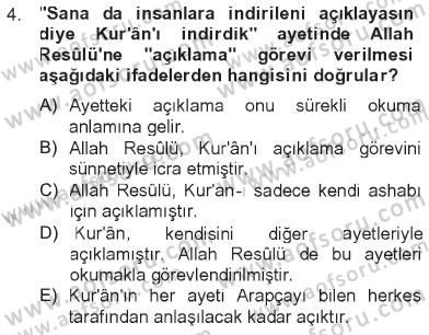 Hadis Dersi 2012 - 2013 Yılı Tek Ders Sınav Soruları 4. Soru