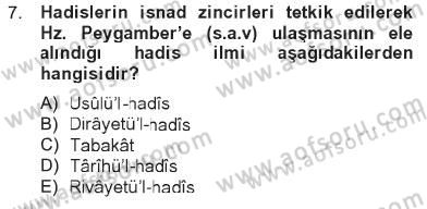 Hadis Dersi 2012 - 2013 Yılı Tek Ders Sınav Soruları 7. Soru