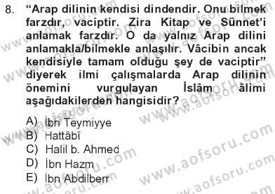 Hadis Dersi 2012 - 2013 Yılı Tek Ders Sınav Soruları 8. Soru