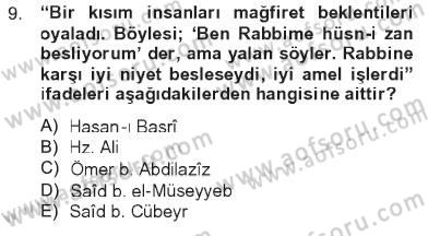 Hadis Dersi 2012 - 2013 Yılı Tek Ders Sınav Soruları 9. Soru