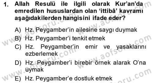 Hadis Dersi 2013 - 2014 Yılı (Vize) Ara Sınav Soruları 1. Soru