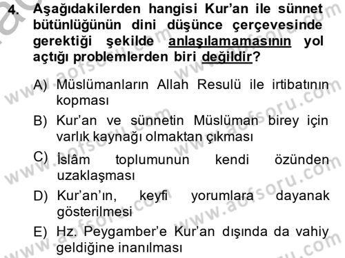Hadis Dersi 2013 - 2014 Yılı (Vize) Ara Sınav Soruları 4. Soru
