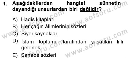 Hadis Dersi 2013 - 2014 Yılı (Final) Dönem Sonu Sınav Soruları 1. Soru