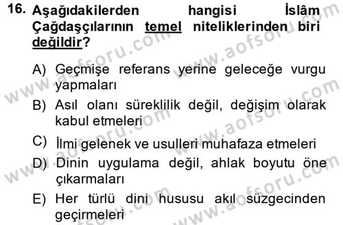 Hadis Dersi 2013 - 2014 Yılı (Final) Dönem Sonu Sınav Soruları 16. Soru