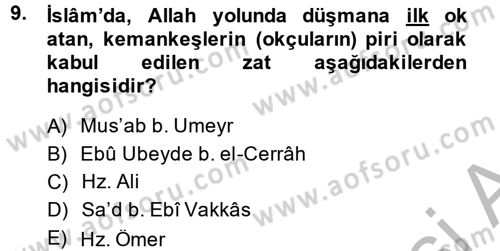 Hadis Dersi 2013 - 2014 Yılı (Final) Dönem Sonu Sınav Soruları 9. Soru