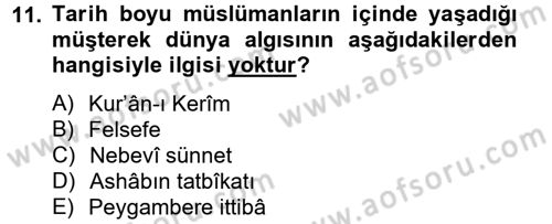 Hadis Dersi 2013 - 2014 Yılı Tek Ders Sınav Soruları 11. Soru