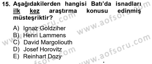 Hadis Dersi 2013 - 2014 Yılı Tek Ders Sınav Soruları 15. Soru