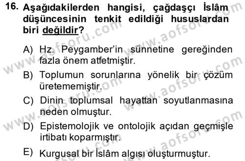 Hadis Dersi 2013 - 2014 Yılı Tek Ders Sınav Soruları 16. Soru