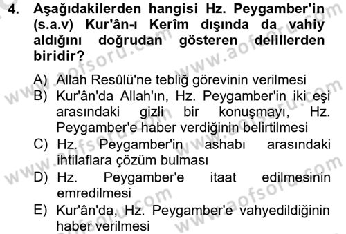 Hadis Dersi 2013 - 2014 Yılı Tek Ders Sınav Soruları 4. Soru