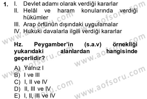Hadis Dersi 2014 - 2015 Yılı (Vize) Ara Sınav Soruları 1. Soru